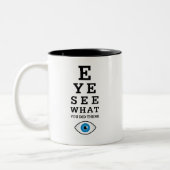 Funny Optometry Pun Eye Zie Tweekleurige Koffiemok (Links)