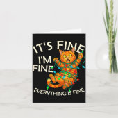Funny Orange Cat Christmas Light It's Fine I'm Fin Kaart (Voorkant)