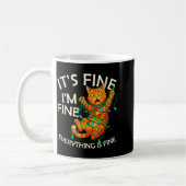 Funny Orange Cat Christmas Light It's Fine I'm Fin Koffiemok (Links)
