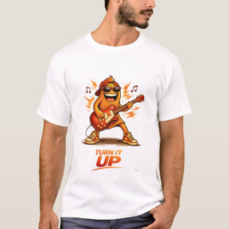 Funny Orange Guitar Player Character Music T-shirt