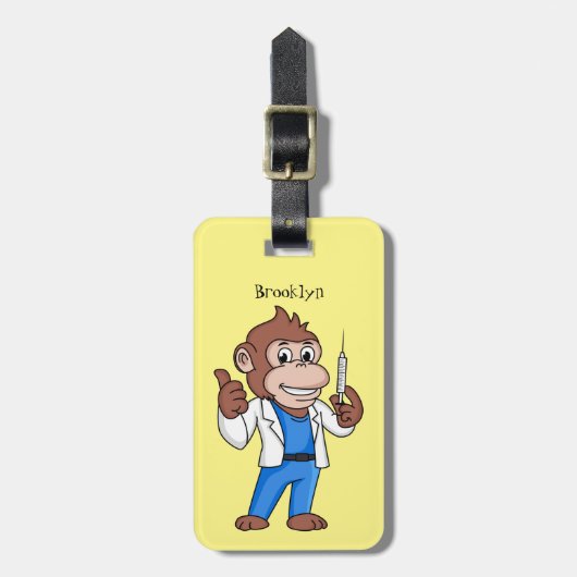 Funny orangutan ape cartoon dokter bagagelabel (Voorkant verticaal)