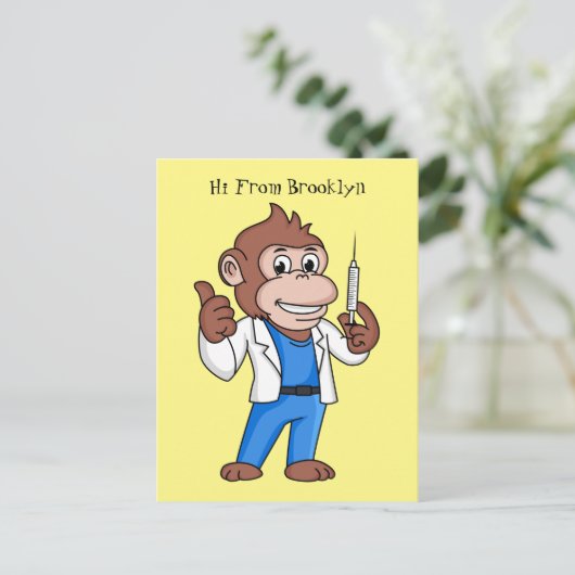Funny orangutan ape cartoon dokter briefkaart (Staand voorkant)