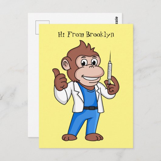 Funny orangutan ape cartoon dokter briefkaart (Voorkant / Achterkant)
