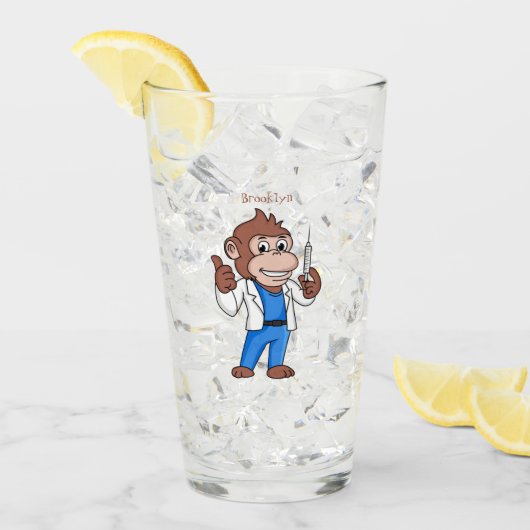 Funny orangutan ape cartoon dokter glas (Voorkant ijs)