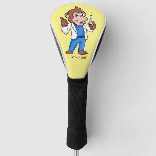 Funny orangutan ape cartoon dokter golfheadcover (Voorkant)