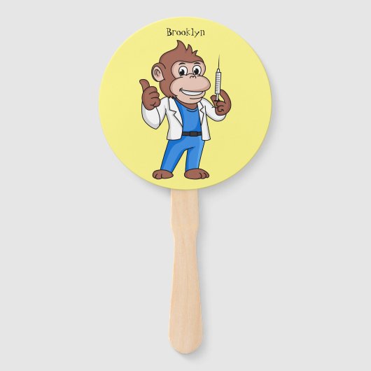 Funny orangutan ape cartoon dokter handwaaier (Voorkant)