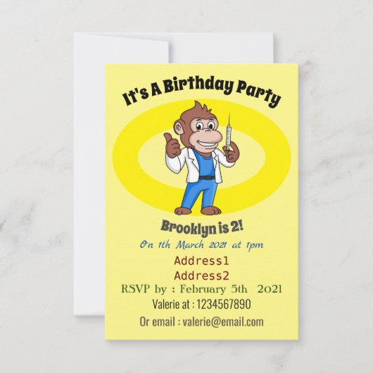 Funny orangutan ape cartoon dokter kaart (Voorkant)