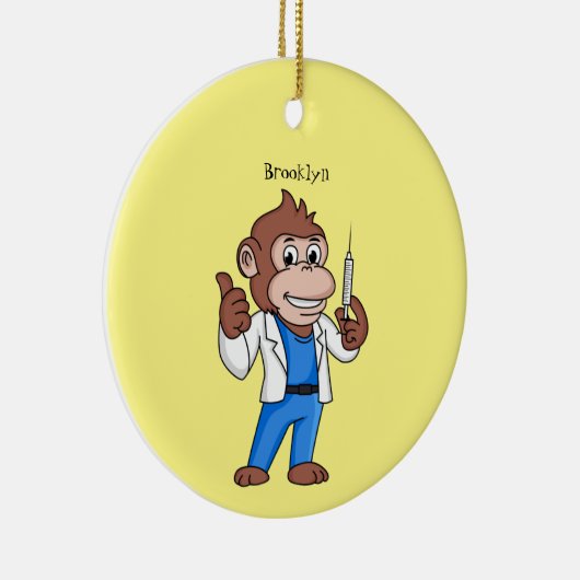 Funny orangutan ape cartoon dokter keramisch ornament (Rechts)