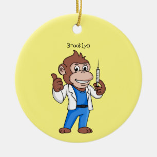 Funny orangutan ape cartoon dokter keramisch ornament