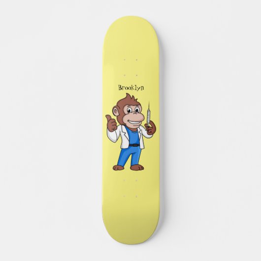 Funny orangutan ape cartoon dokter persoonlijk skateboard (Voorkant)