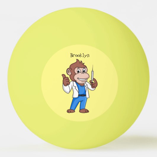 Funny orangutan ape cartoon dokter pingpongbal (Voorkant)