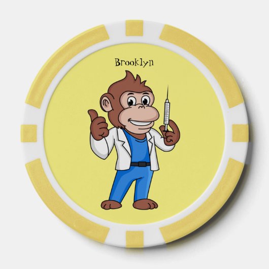 Funny orangutan ape cartoon dokter poker chips (Voorkant)