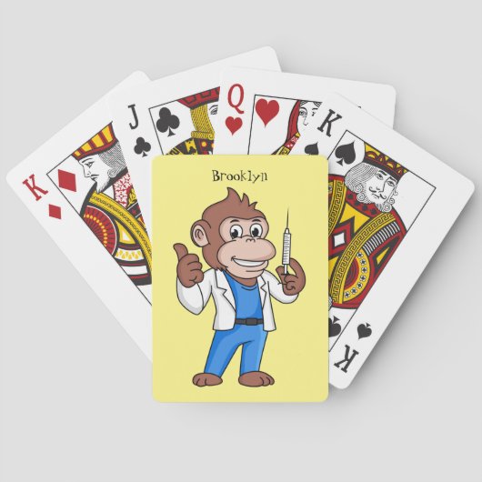 Funny orangutan ape cartoon dokter pokerkaarten (Achterkant)