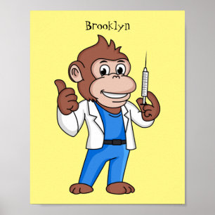Funny orangutan ape cartoon dokter  poster