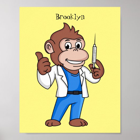 Funny orangutan ape cartoon dokter poster (Voorkant)