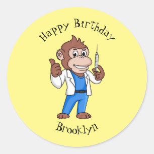 Funny orangutan ape cartoon dokter ronde sticker