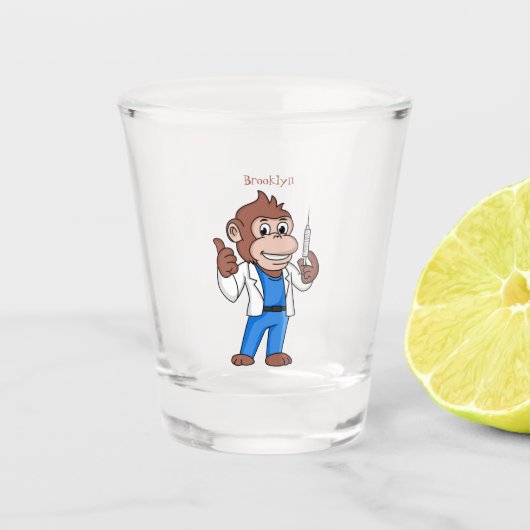 Funny orangutan ape cartoon dokter shot glas (Voorkant)