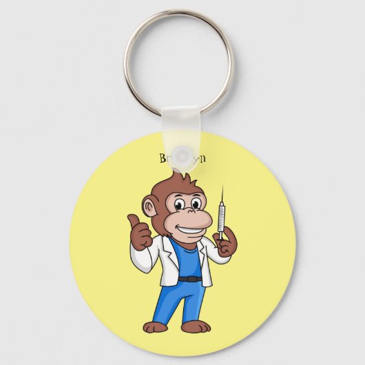 Funny orangutan ape cartoon dokter sleutelhanger (Voorkant)