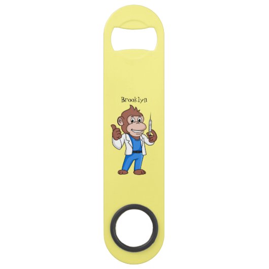 Funny orangutan ape cartoon dokter speed flessenopener (Voorkant)
