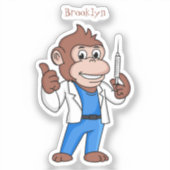 Funny orangutan ape cartoon dokter sticker (Voorkant)