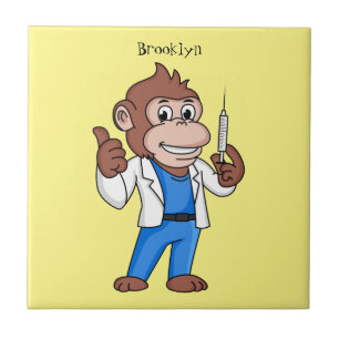 Funny orangutan ape cartoon dokter tegeltje