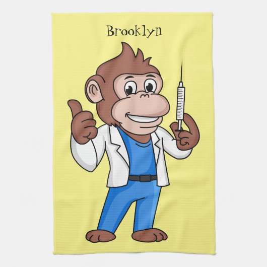 Funny orangutan ape cartoon dokter theedoek (Verticaal)