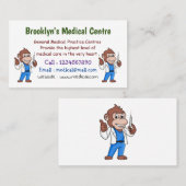 Funny orangutan ape cartoon dokter visitekaartje (Voorkant / Achterkant)