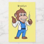 Funny orangutan ape cartoon dokter voedselcontainer etiket (Enkel label)