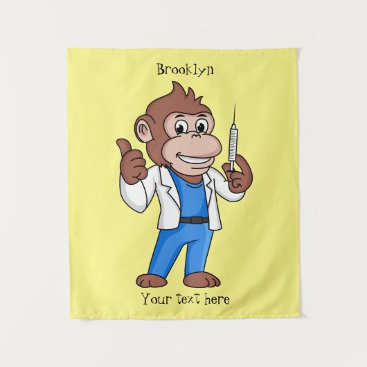Funny orangutan ape cartoon dokter wandkleed (Voorkant)