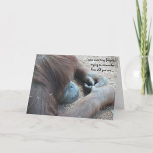 Funny Orangutan Birthday Card, Over the Hill Kaart