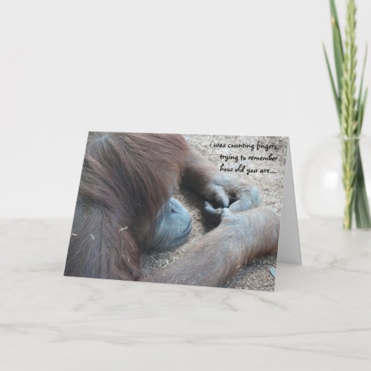 Funny Orangutan Birthday Card, Over the Hill Kaart (Voorkant)