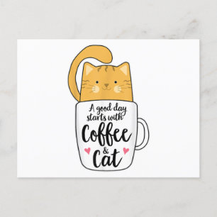 Funny Oranje Cat Coffee Mok Cat Lover Briefkaart