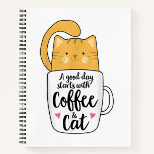 Funny Oranje Cat Coffee Mok Cat Lover Notitieboek