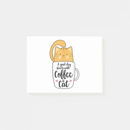 Funny Oranje Cat Coffee Mok Cat Lover Post-it® Notes (Voorkant)