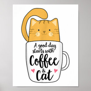 Funny Oranje Cat Coffee Mok Cat Lover Poster