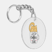 Funny Oranje Cat Coffee Mok Cat Lover Sleutelhanger (Voorkant Links)