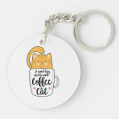 Funny Oranje Cat Coffee Mok Cat Lover Sleutelhanger (Achterkant)