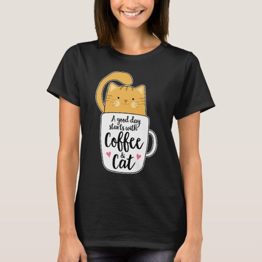 Funny Oranje Cat Coffee Mok Cat Lover T-shirt (Voorkant)