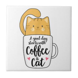 Funny Oranje Cat Coffee Mok Cat Lover Tegeltje