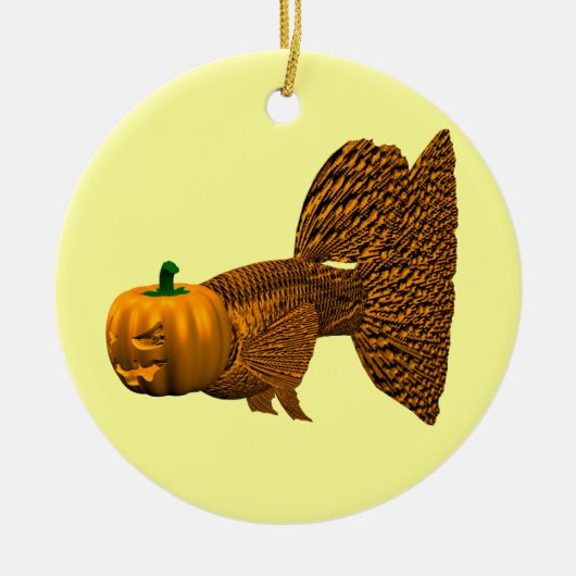 Funny Oranje Guppy Keramisch Ornament (Voorkant)