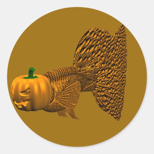 Funny Oranje Guppy Ronde Sticker (Voorkant)
