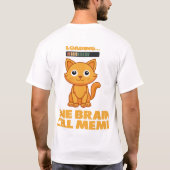 Funny Oranje Kat Eén Hersencel Meme Kunst T-shirt (Achterkant)