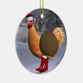 Funny Oranje Rooster Santa Claus Keramisch Ornament (Rechts)