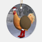 Funny Oranje Rooster Santa Claus Keramisch Ornament (Links)
