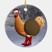 Funny Oranje Rooster Santa Claus Keramisch Ornament (Achterkant)