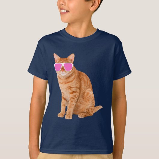 Funny Oranje Tabby Cat met zonnebril T-shirt (Voorkant)