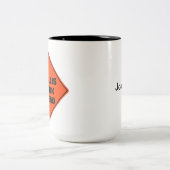 Funny oranje trellis: waarschuwingsteken tweekleurige koffiemok (Center)