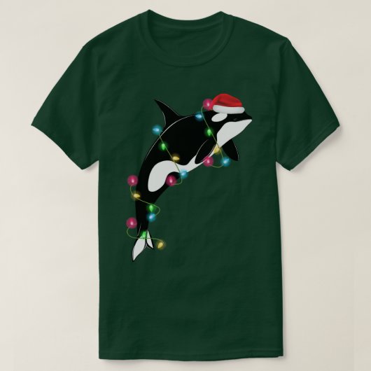 Funny Orca Killer Whale Santa Hat Christmas Sea An T-shirt (Design voorkant)