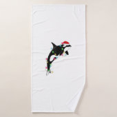 Funny Orca Killer Whale Santa Hat Zee en Badhanddoek (Badhanddoek)