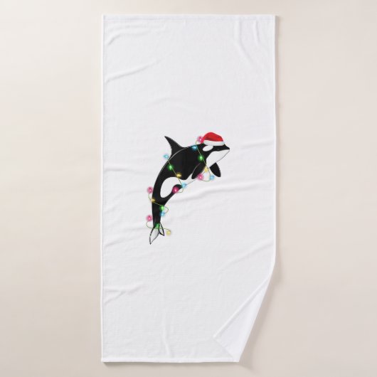 Funny Orca Killer Whale Santa Hat Zee en Badhanddoek (Badhanddoek)